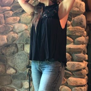 Black flower blouse medium